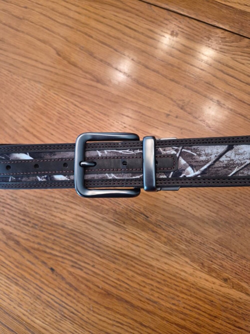 Realtree Mens Leather Camo Belt Double Stitch Durable Metal Buckle Adjustable